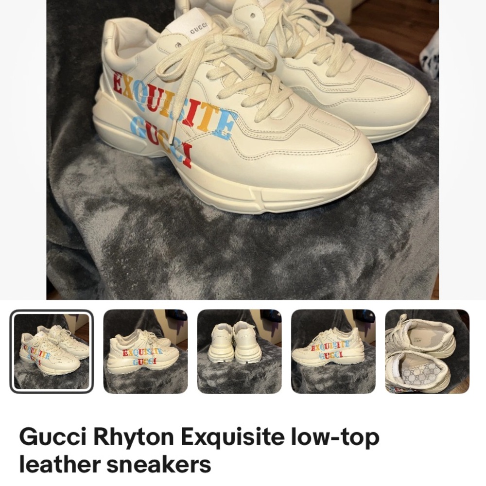 Gucci Rhyton Exquisite Cream Leather Sneakers